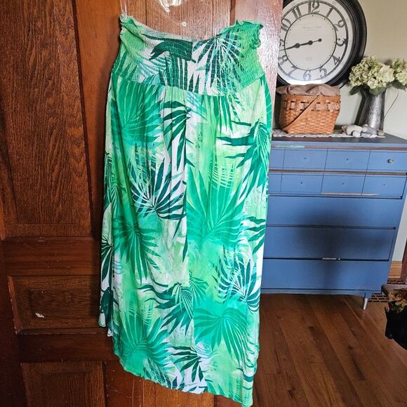 Beach Time Tropical Green Leaf Print Women's Medium Skirt - Picture 6 of 7
